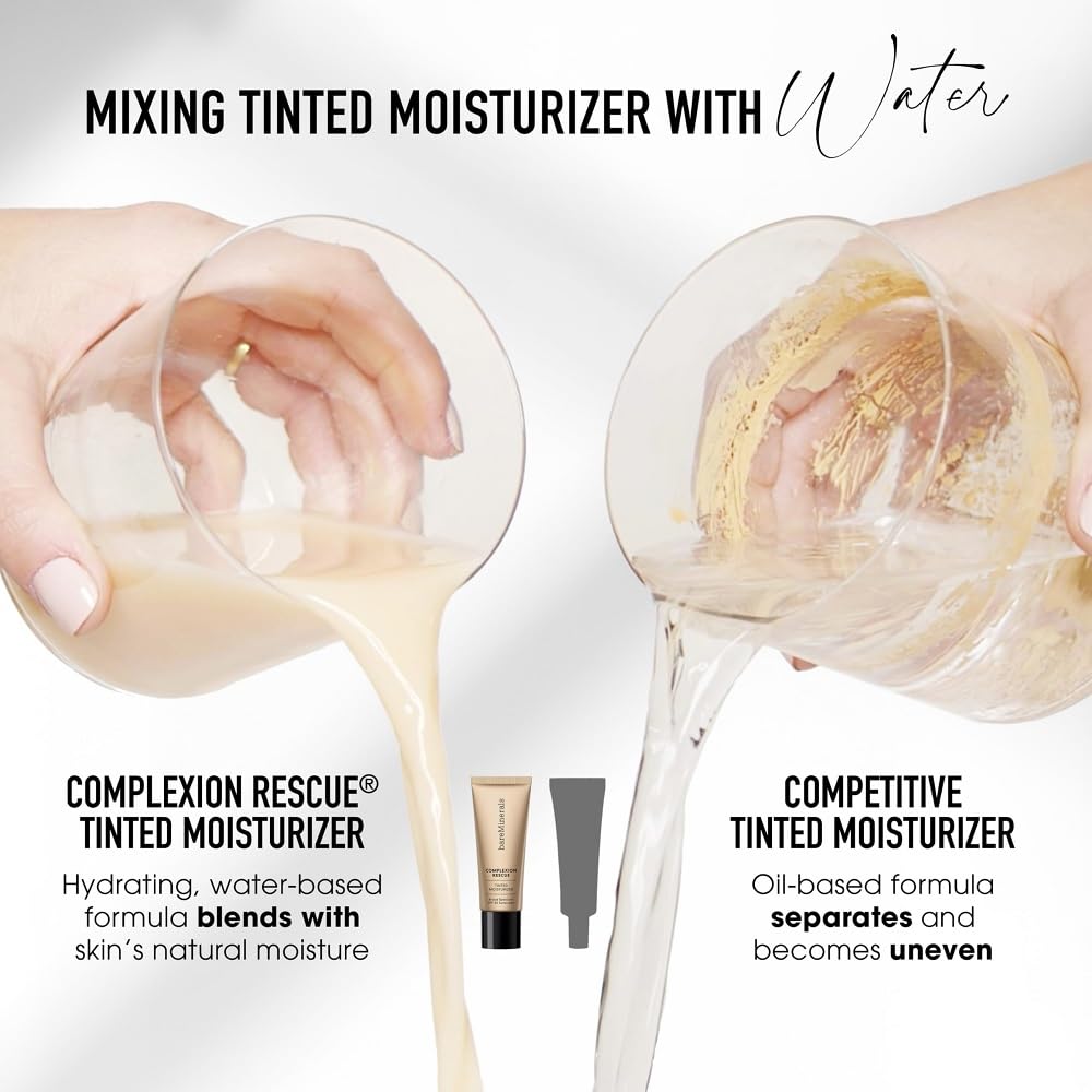 bareminerals Complexion Rescue application close-up demonstrates dewy, even skin-tone.