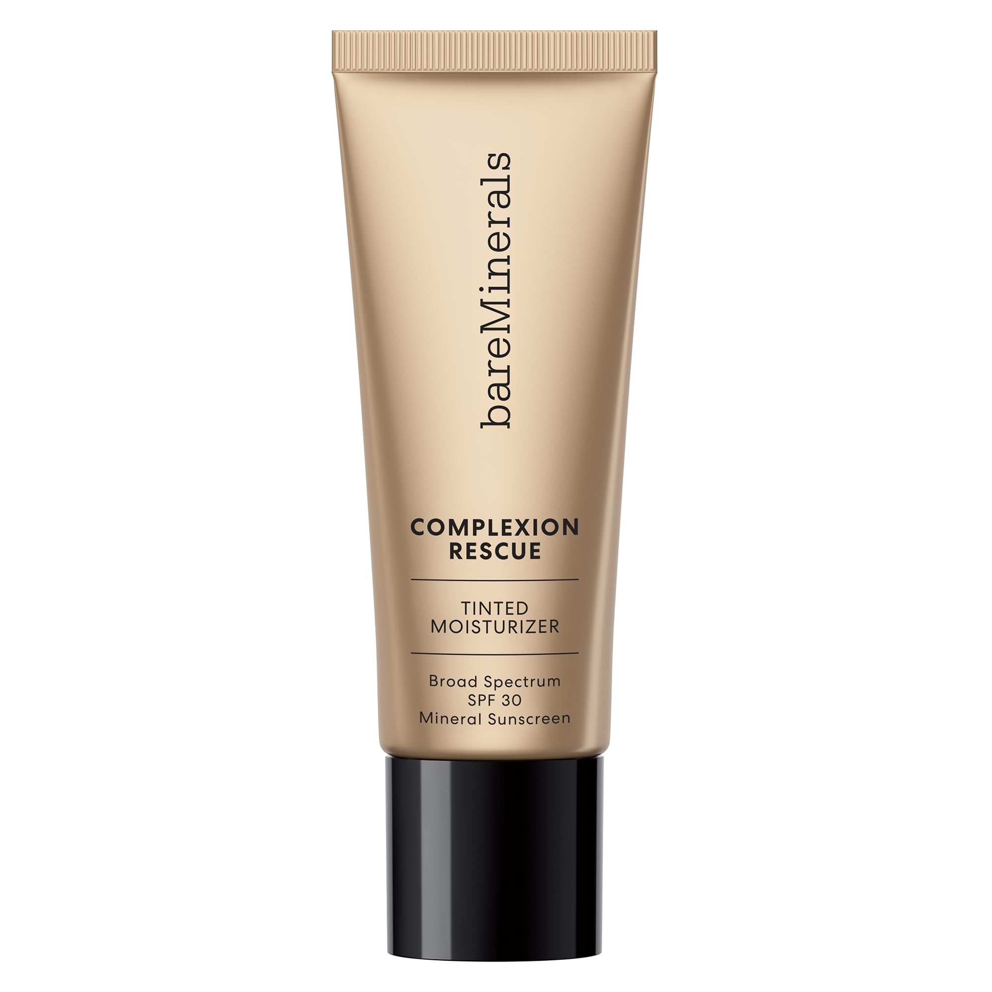 bareMinerals Complexion Rescue tube close-up shows dewy tint and lightweight hydration