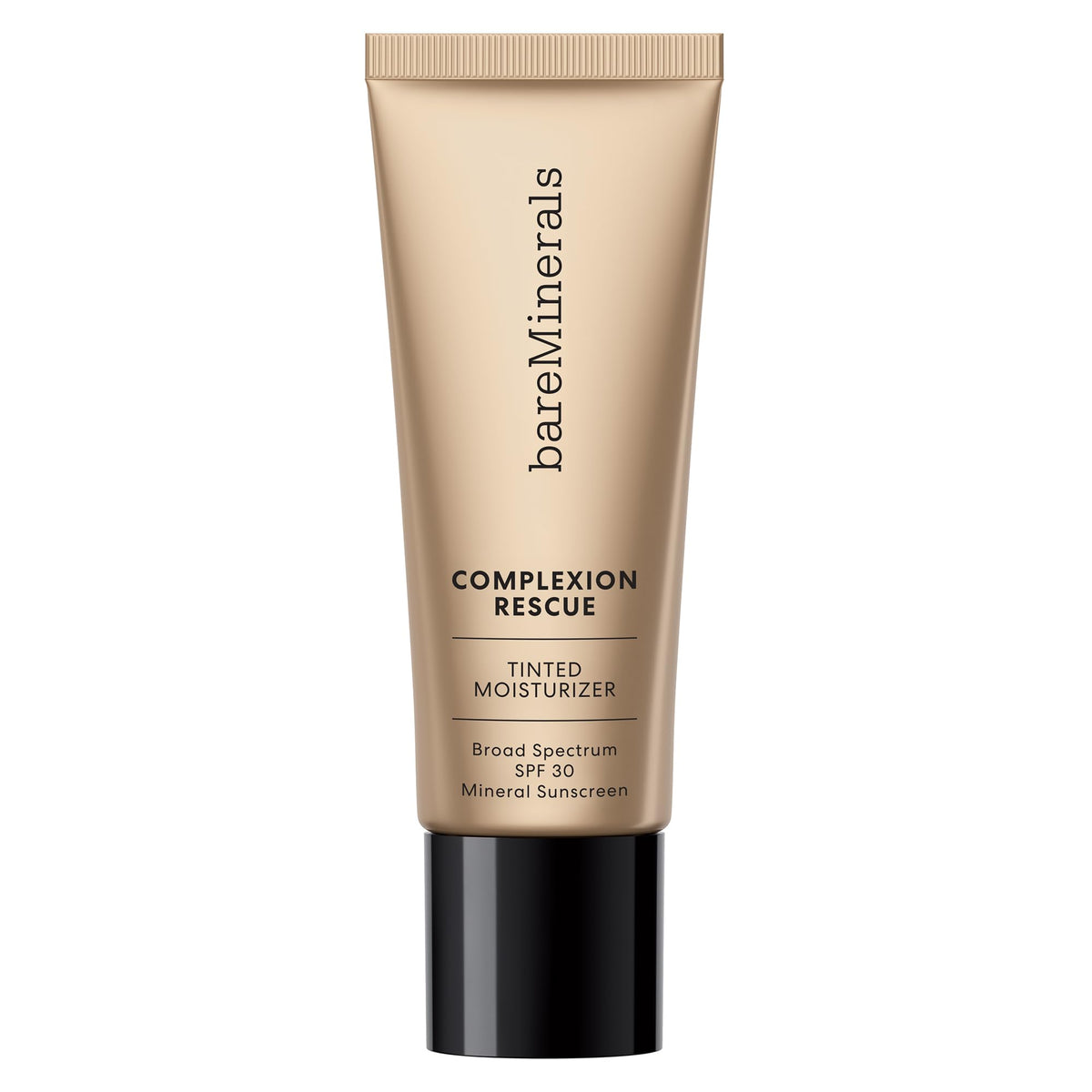 bareMinerals Complexion Rescue tube close-up shows dewy tint and lightweight hydration