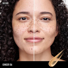 bareMinerals Complexion Rescue Ginger 06 swatch-on-skin reveals sheer-to-light coverage