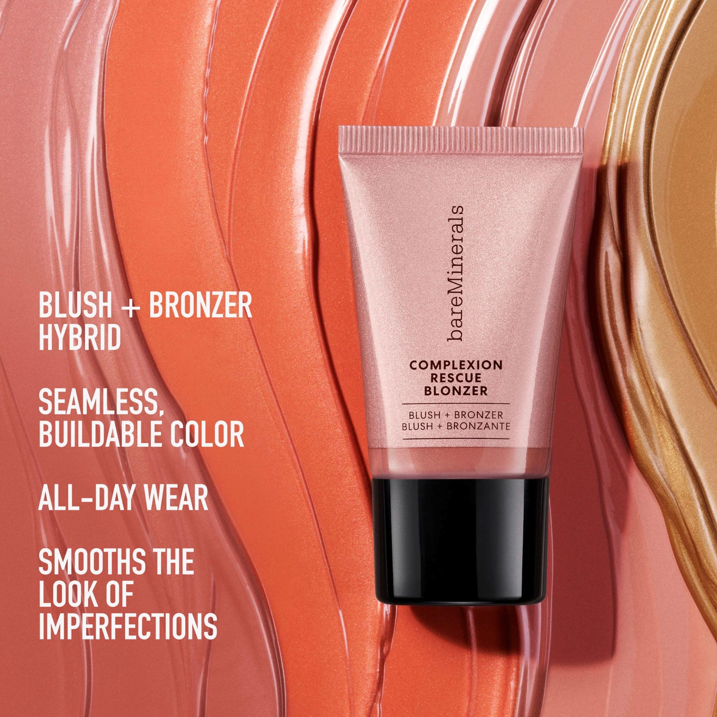 bareMinerals packaging shot communicates clean gel-cream hybrid in a sleek travel-friendly bottle.