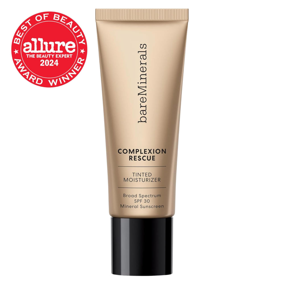 bareMinerals Complexion Rescue swatch demonstrates sheer to light coverage for a dewy glow
