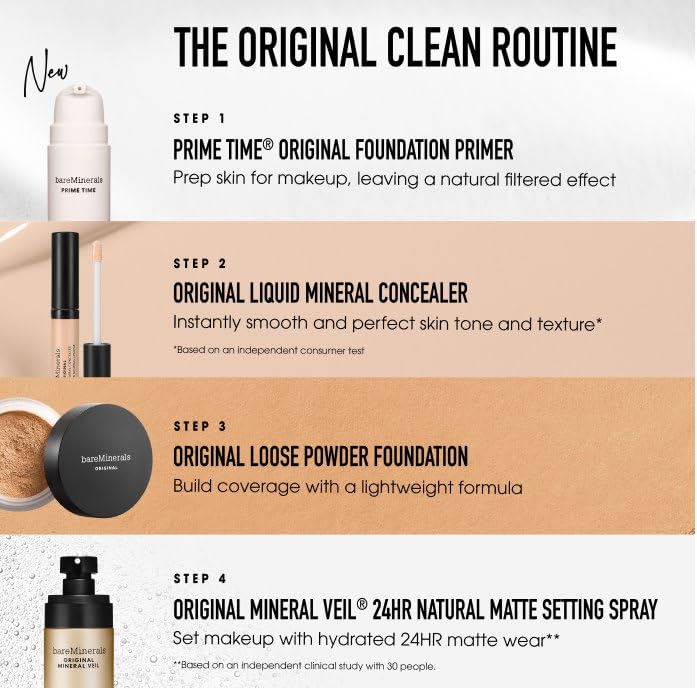 bareMinerals deluxe original loose mineral foundation SPF 15 buildable finish application for everyday use