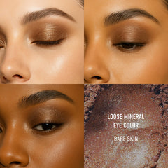 bareMinerals eyeshadow color swatch soft luminous finish demonstrates buildable shade for versatile looks.
