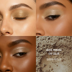 bareMinerals Queen Phyllis swatch demonstrates soft to metallic finish for versatile wear
