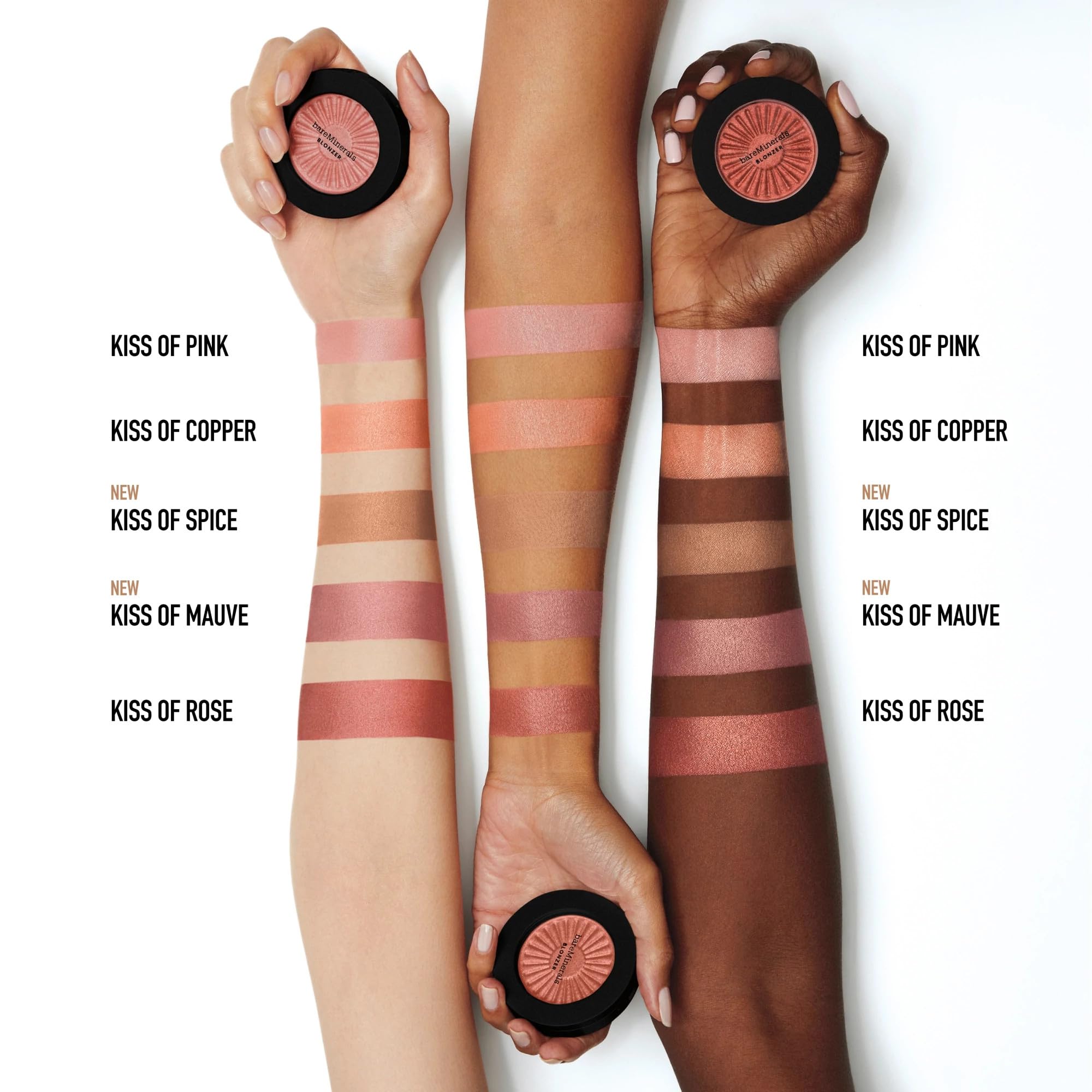 bareMinerals Gen Nude Blonzer fluffy-brush application shows precise W-shape placement.