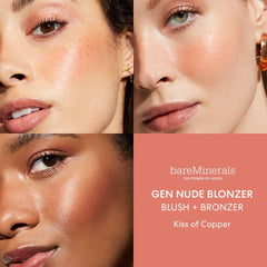 bareMinerals Gen Nude Blonzer Kiss of Copper fluffy brush in action for seamless blend