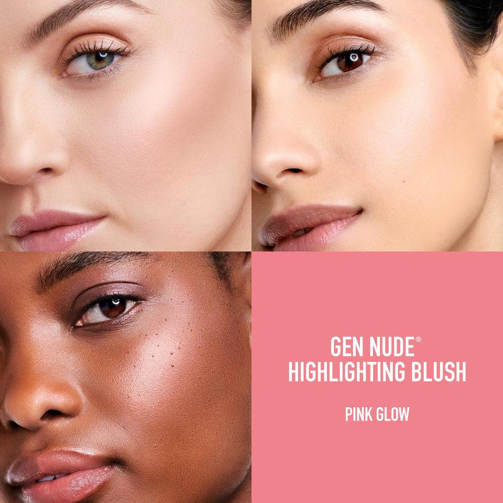 bareMinerals Gen Nude Highlighting Blush Pink Glow rosy-swatch adds natural color and glow
