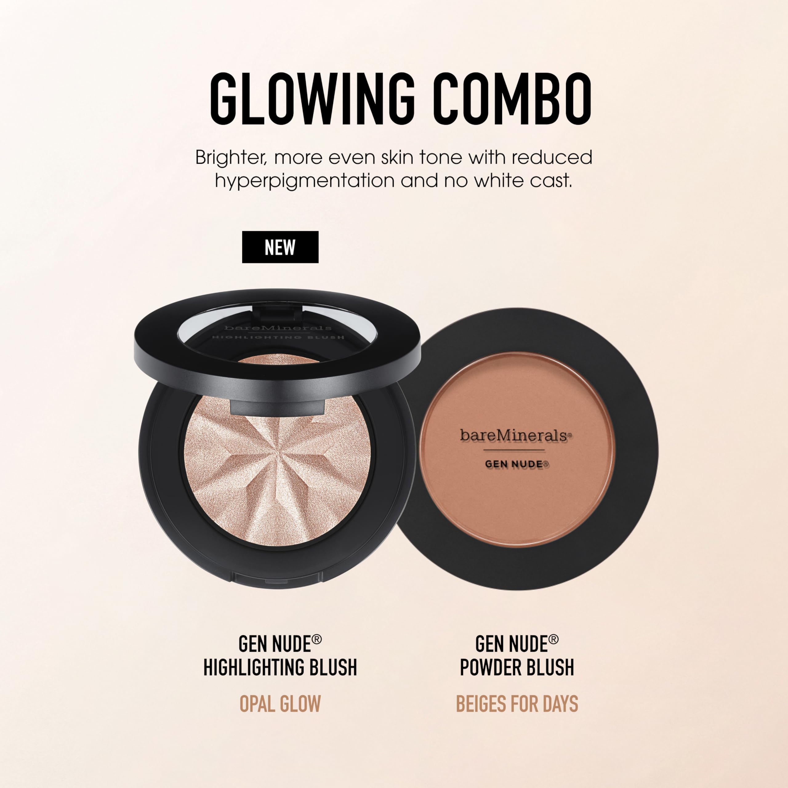bareMinerals Gen Nude Powder Blush Beige For Days paraben-free fragrance-free formula.