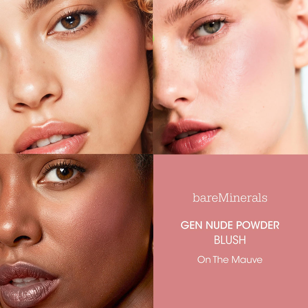 bareMinerals Gen Nude Powder Blush close-up swatch reveals buildable mauve color
