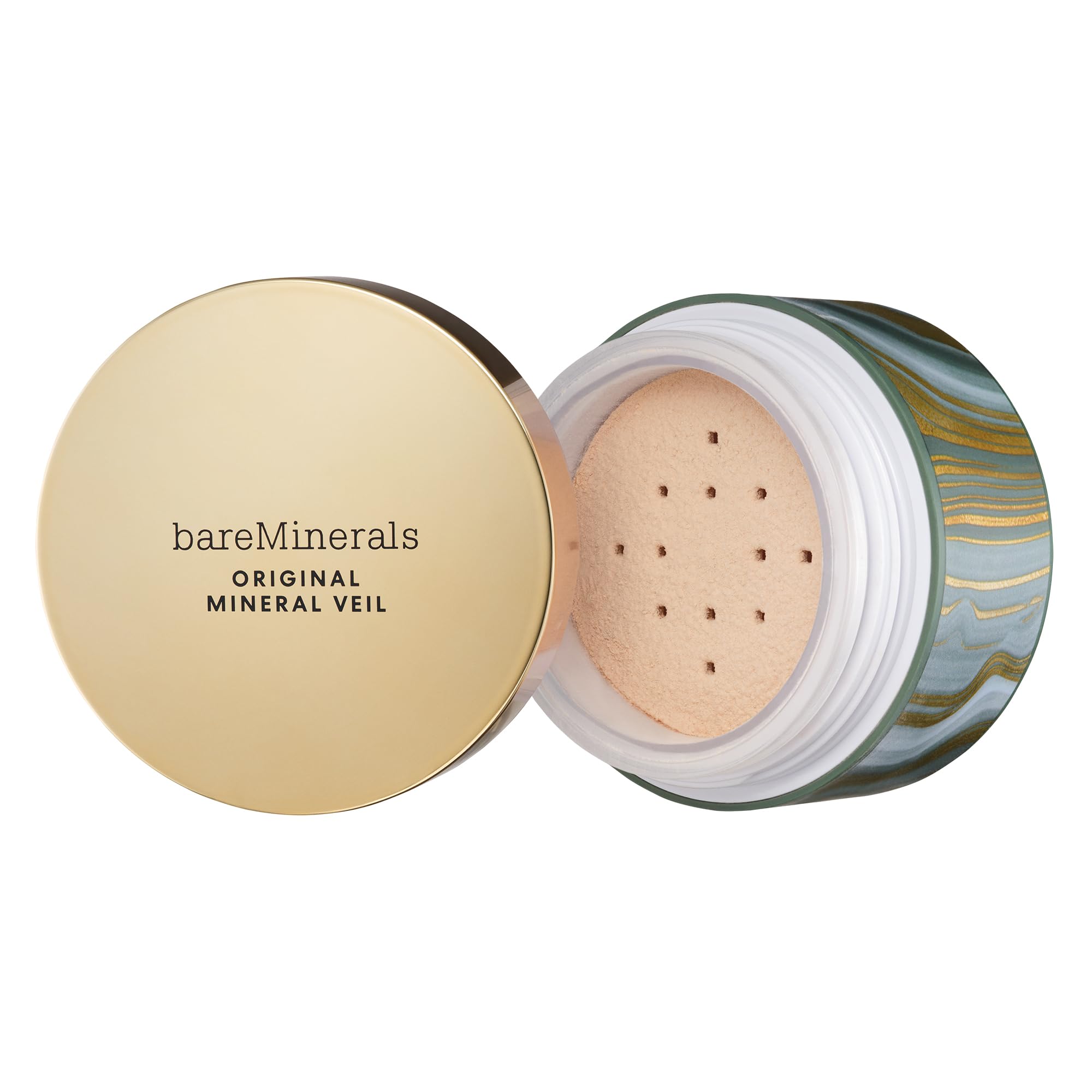 bareMinerals Holiday 2025 Deluxe Mineral Veil packaging—holiday edition travel-friendly and easy to stash