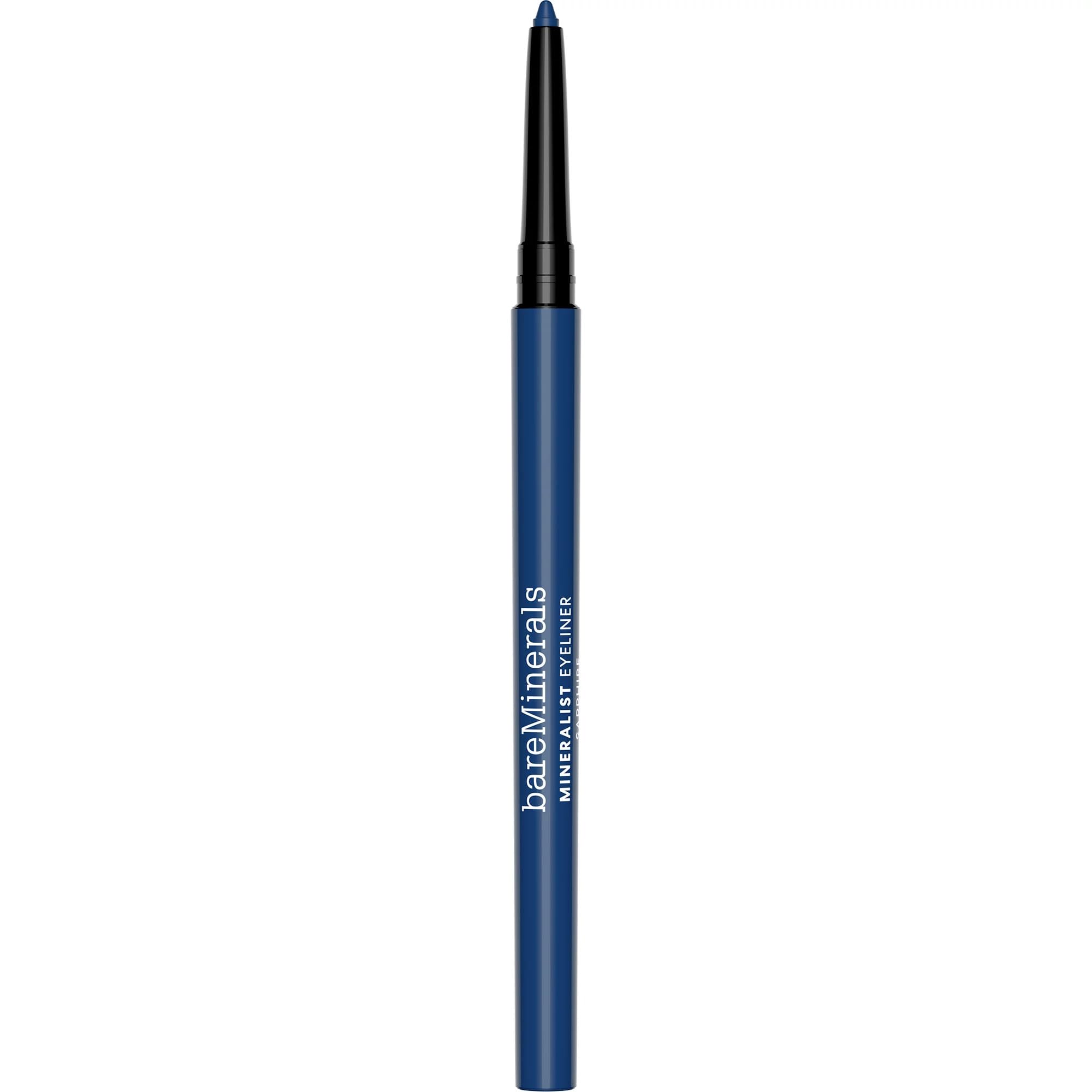 bareMinerals Mineralist Lasting Eyeliner Sapphire packaging highlights vegan formula for long wear.