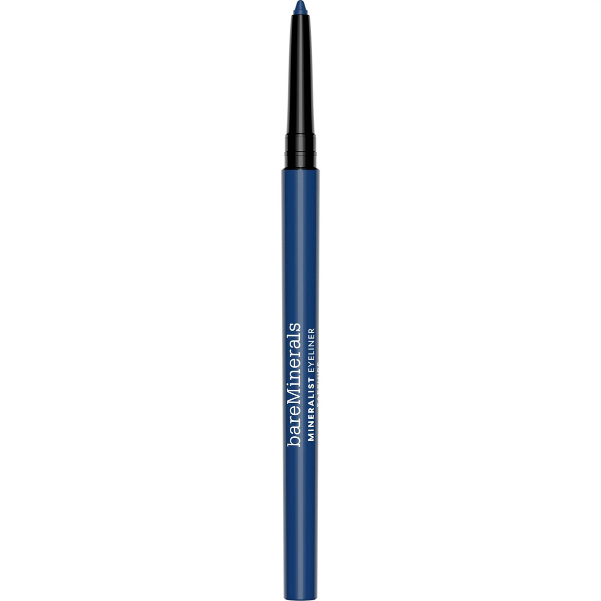 bareMinerals Mineralist Lasting Eyeliner Sapphire packaging highlights vegan formula for long wear.