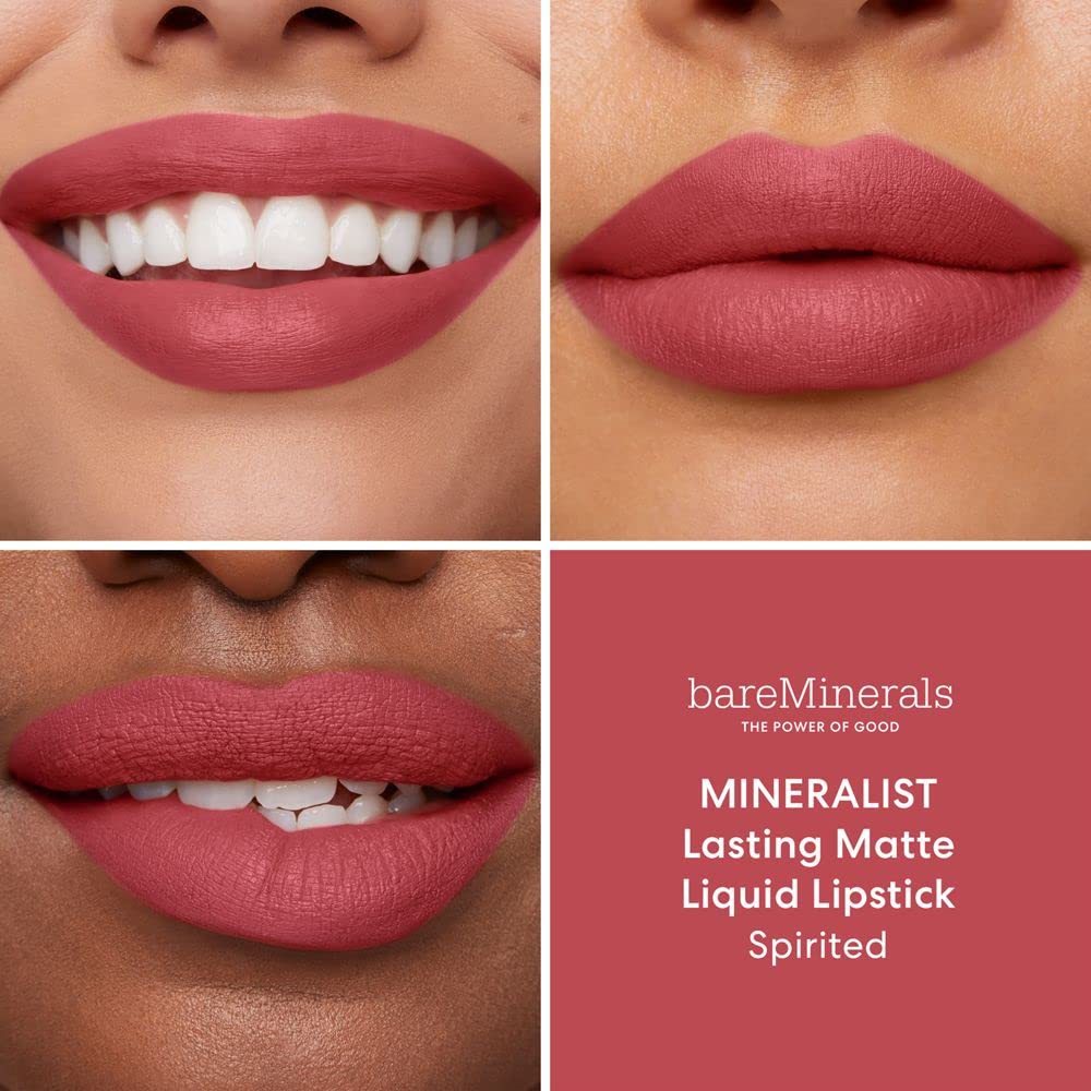 bareMinerals Mineralist lipstick swatch reveals rich velvety color payoff.