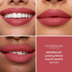 bareMinerals Mineralist lipstick swatch reveals rich velvety color payoff.