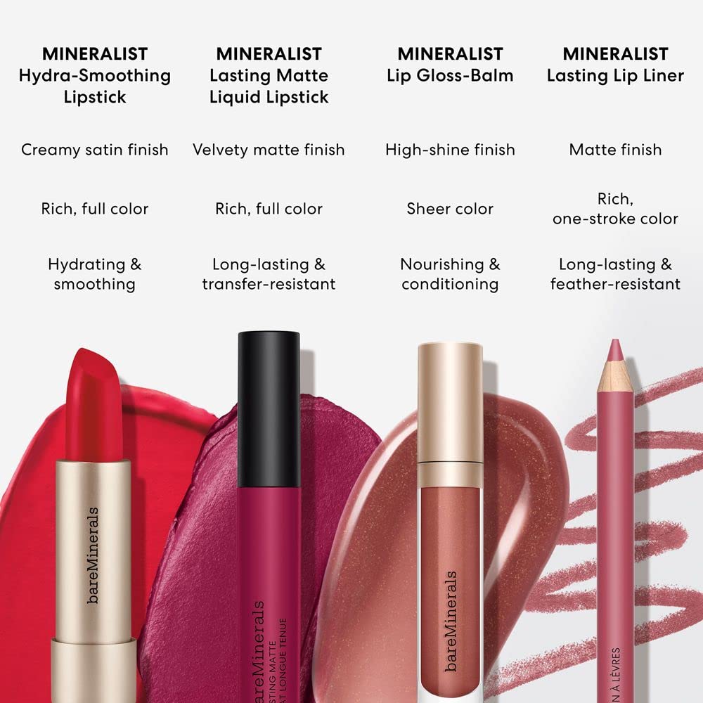 bareMinerals Mineralist vial label notes talc-free vegan composition.