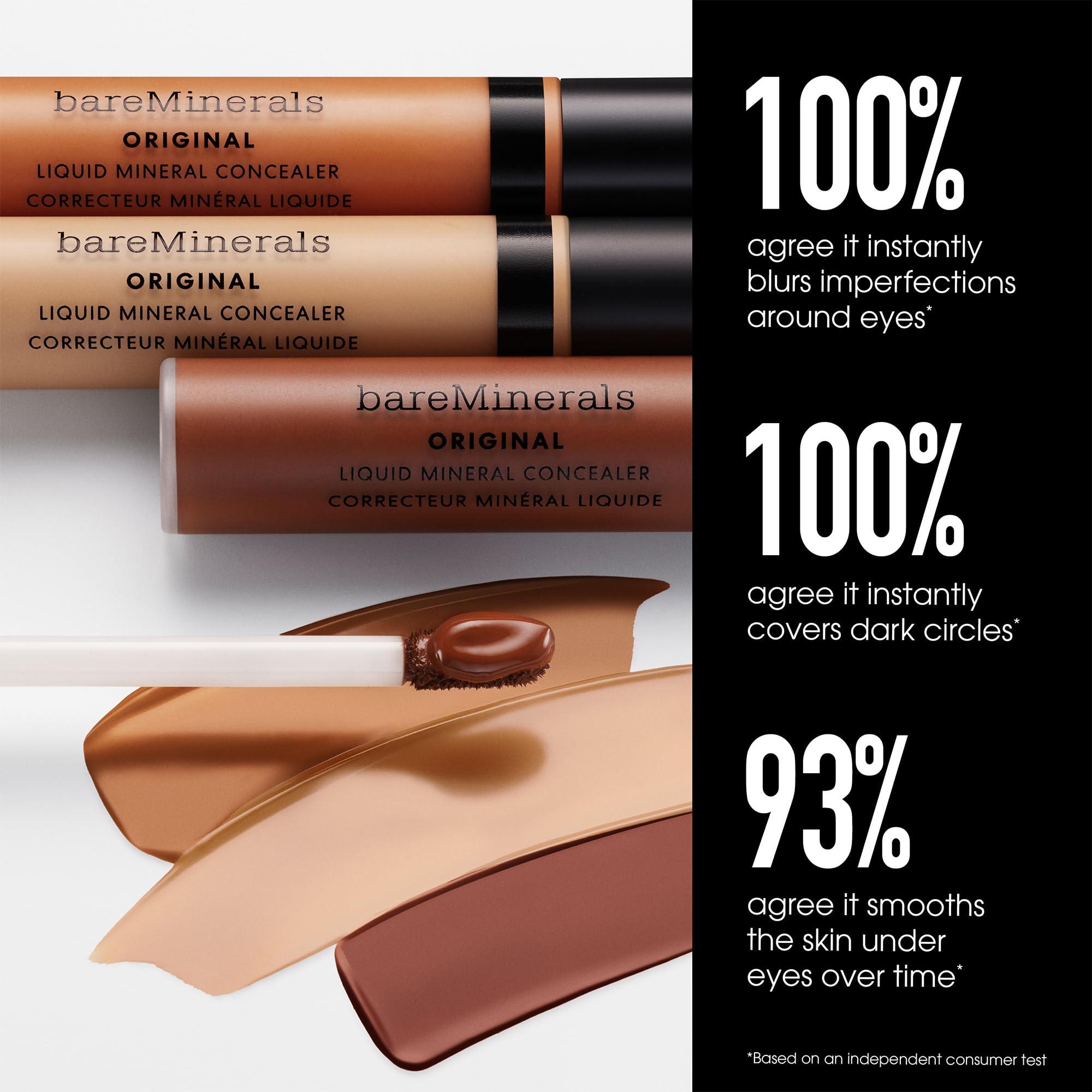 bareminerals original liquid mineral concealer texture closeup shows creamy, buildable formula