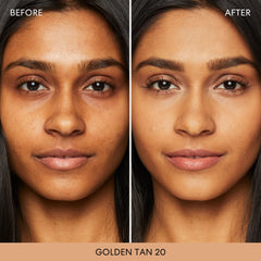 BareMinerals Golden Tan 20 powder on skin demonstrating natural luminous finish