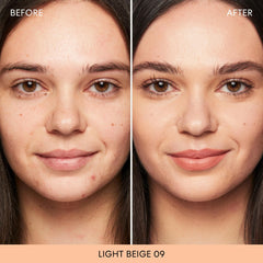 bareMinerals Original Loose Powder Foundation brush-application demonstrates seamless blending
