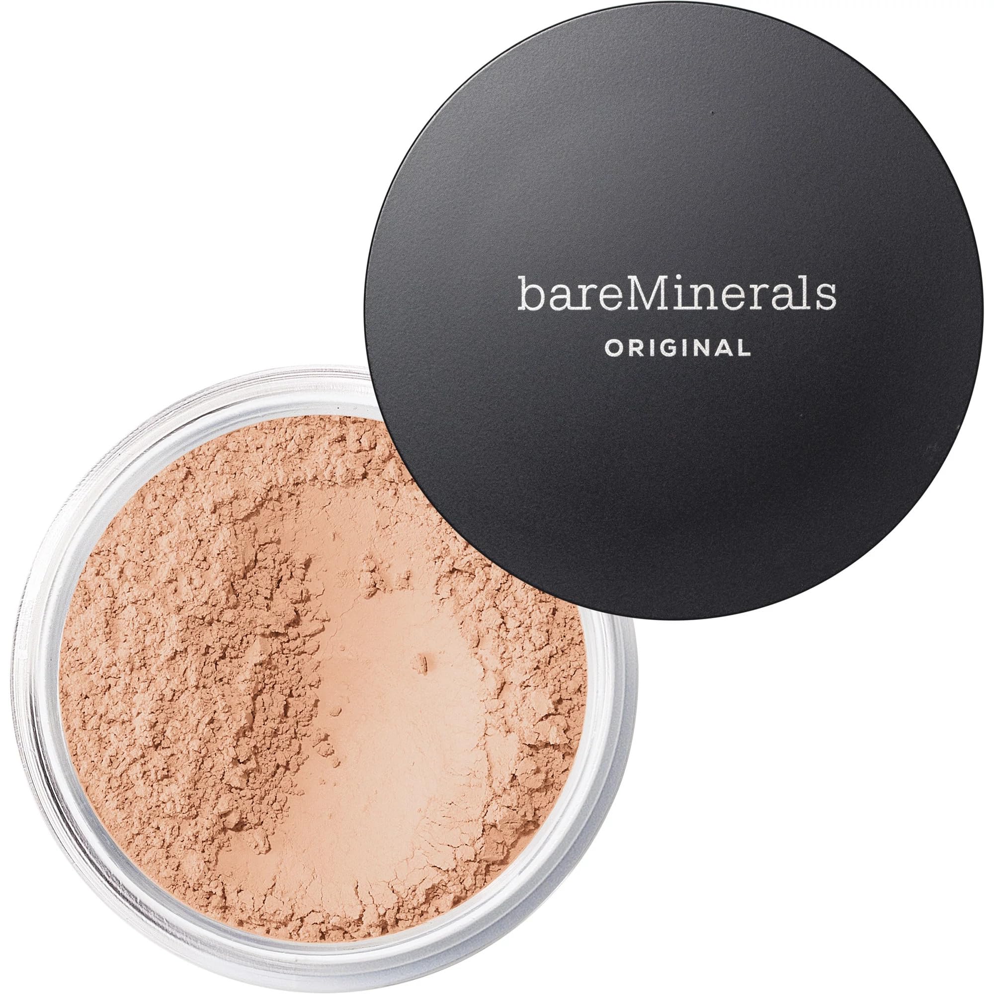 bareMinerals Original Loose Powder Foundation SPF 15 bottle close-up highlights radiant, breathable finish.