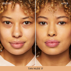 bareMinerals Original Loose Powder Foundation SPF 15 Tan Nude 17 creamy-texture swatch evokes cream-like finish