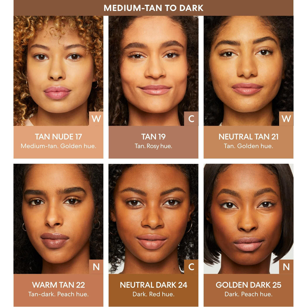 bareMinerals Original Loose Powder Foundation SPF 15 Tan Nude 17 luminous-finish portrait indicates natural glow