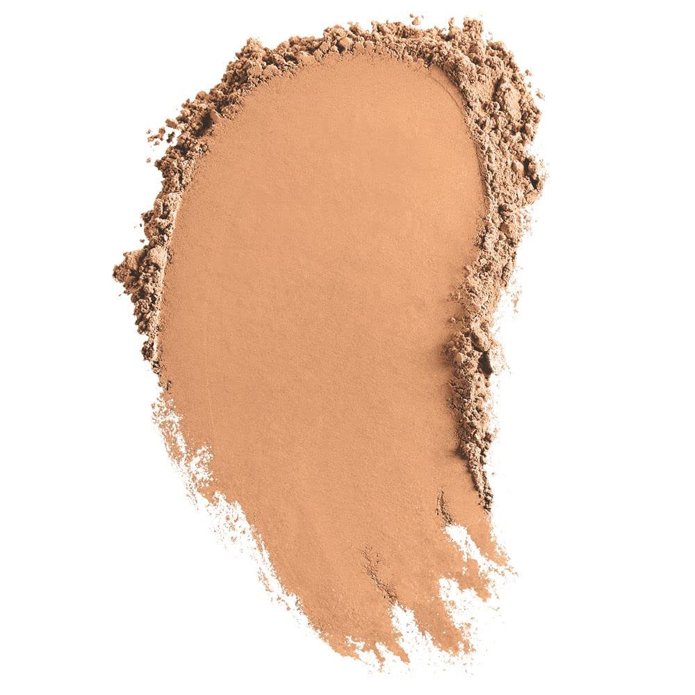 bareMinerals Original Loose Powder Foundation SPF 15 Tan Nude 17 swirl-dispense demonstrates buildable sheer-to-full coverage