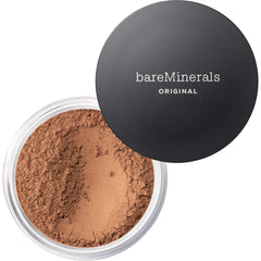 bareMinerals Original Loose Powder Foundation Tan 19 packaging close-up highlighting vegan, talc-free base