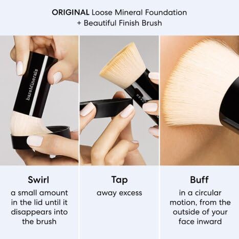 bareMinerals Original Loose Powder Foundation application tools for even coverage