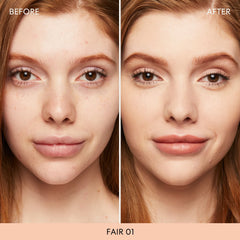 BareMinerals Original Matte Loose Foundation 01 Fair brush-application demonstrates easy blending without chalkiness.