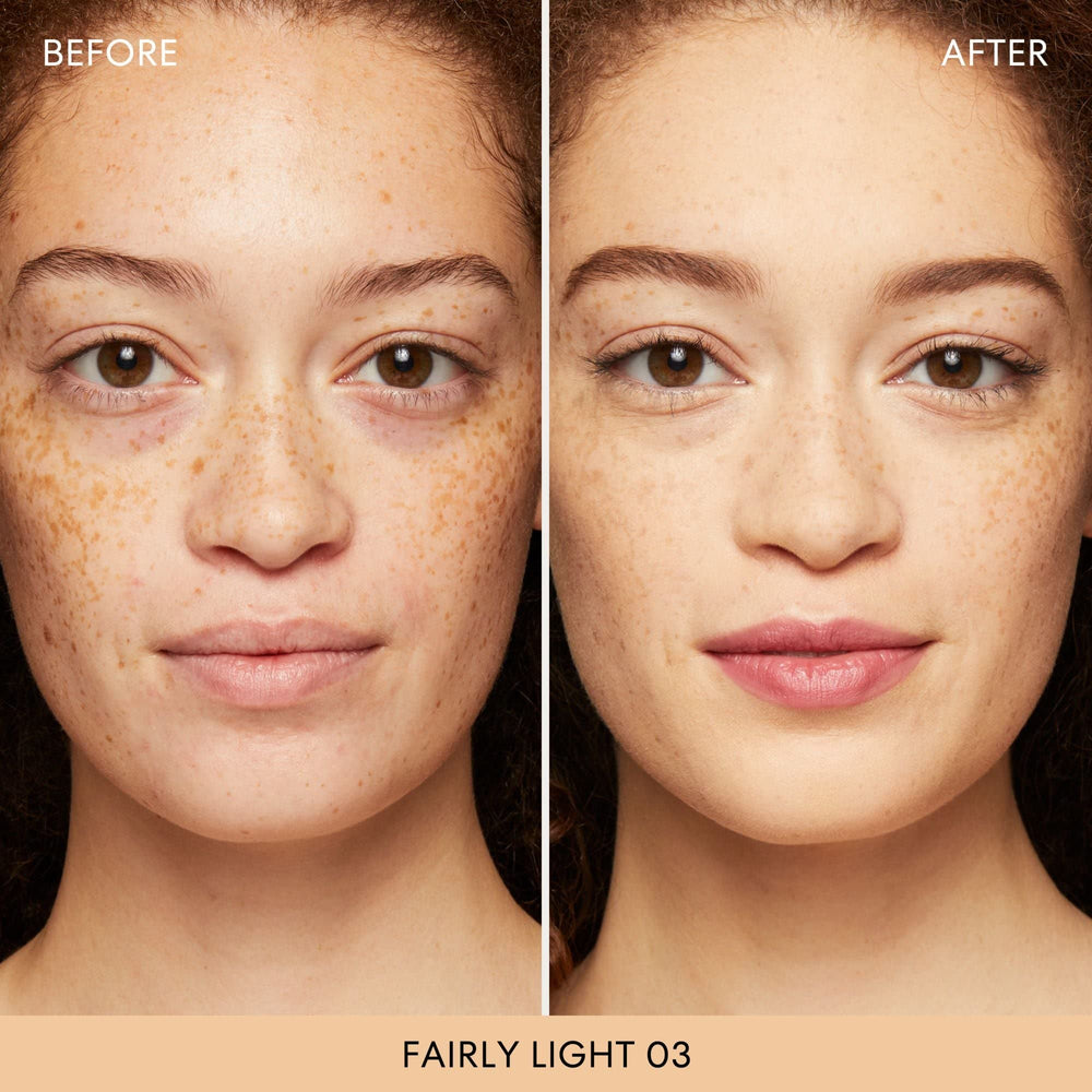 bareMinerals Original Matte Foundation cap tap highlights excess removal for a natural finish