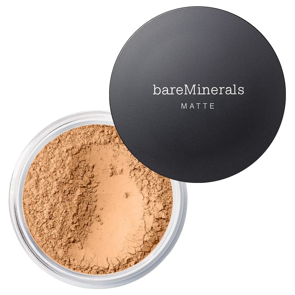 bareMinerals Original Matte Loose Foundation SPF 15 packaging close-up highlighting talc-free formula for smooth coverage