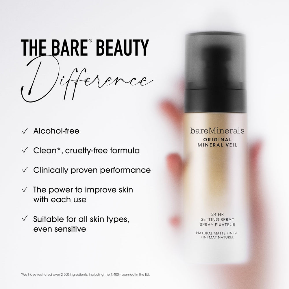 bareminerals original veil close-up on skin reveals natural matte finish