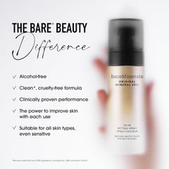 bareminerals original veil close-up on skin reveals natural matte finish