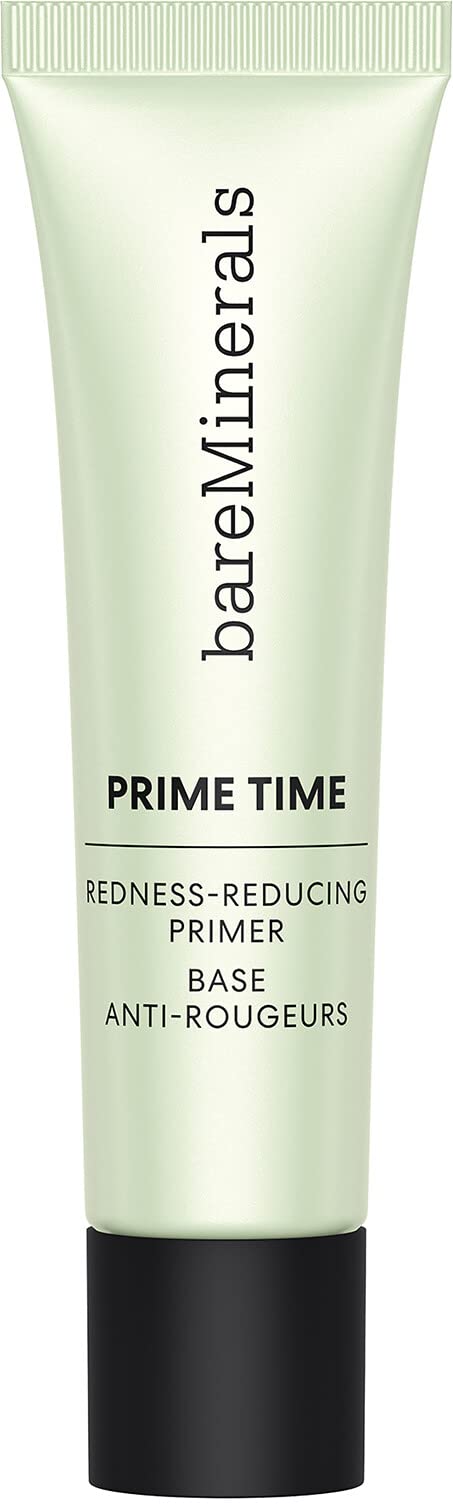 bareMinerals redness reducing gel face primer bottle shows oil-free formula for smoother makeup.