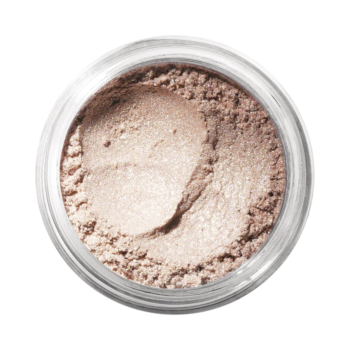 bareMinerals single loose eyeshadow Nude Beach cap close-up highlighting blendable, long-lasting color
