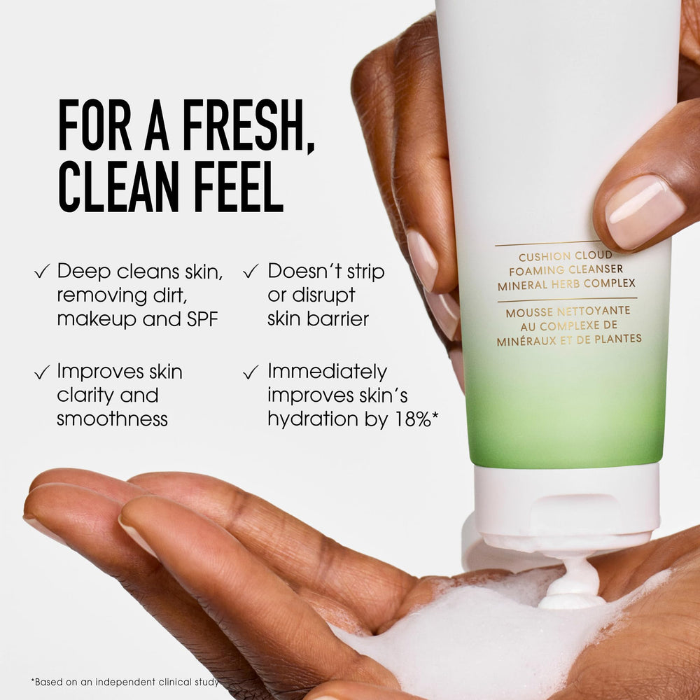 bareMinerals Skinlongevity cleanser foaming action shows creamy lather