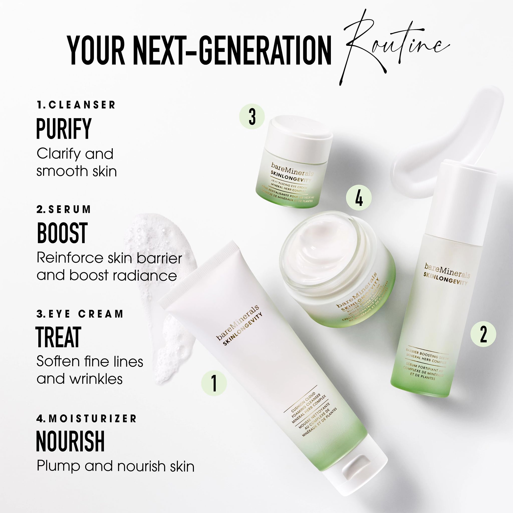 bareMinerals Skinlongevity Mineral Herb Complex illustration highlights nourishing ingredients