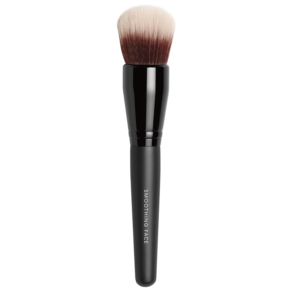 bareMinerals Smoothing Face Brush closeup demonstrates dual-fiber bristles for controlled diffusion and soft finish