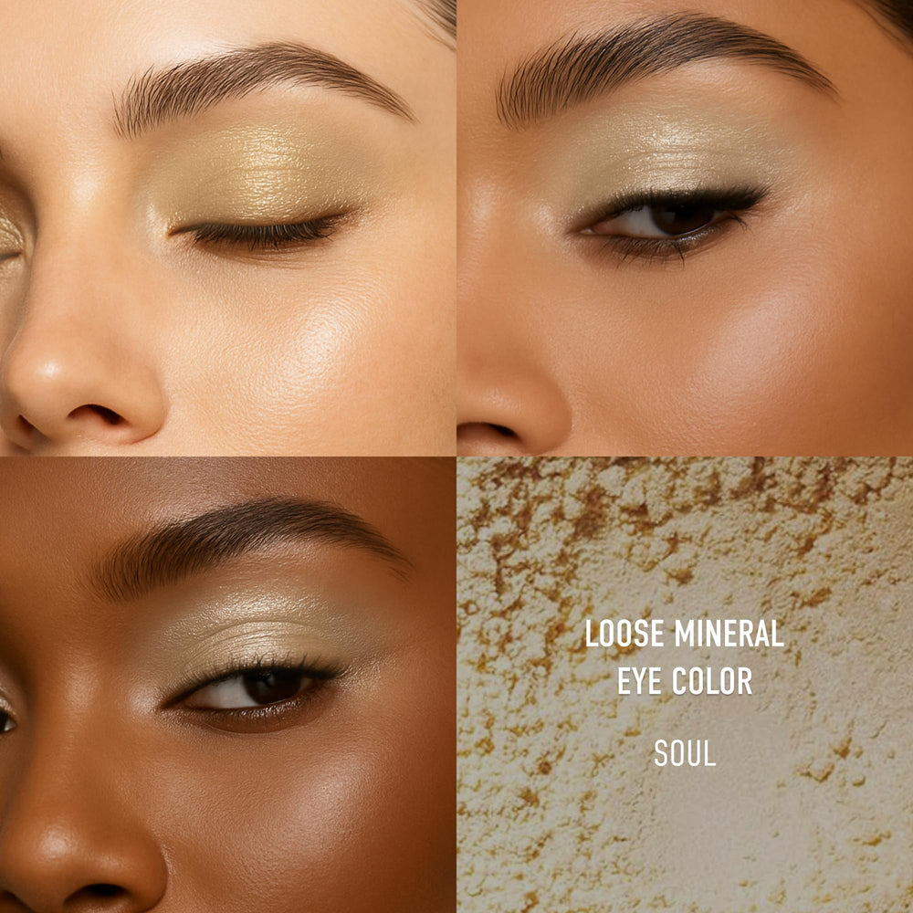 bareMinerals Soul safe-eyes image highlights talc-free, fragrance-free formula