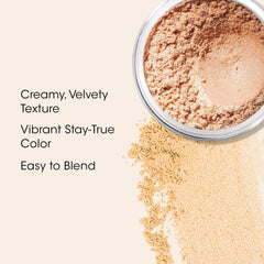 bareMinerals Vanilla Sugar application with blending brush for seamless diffused look.