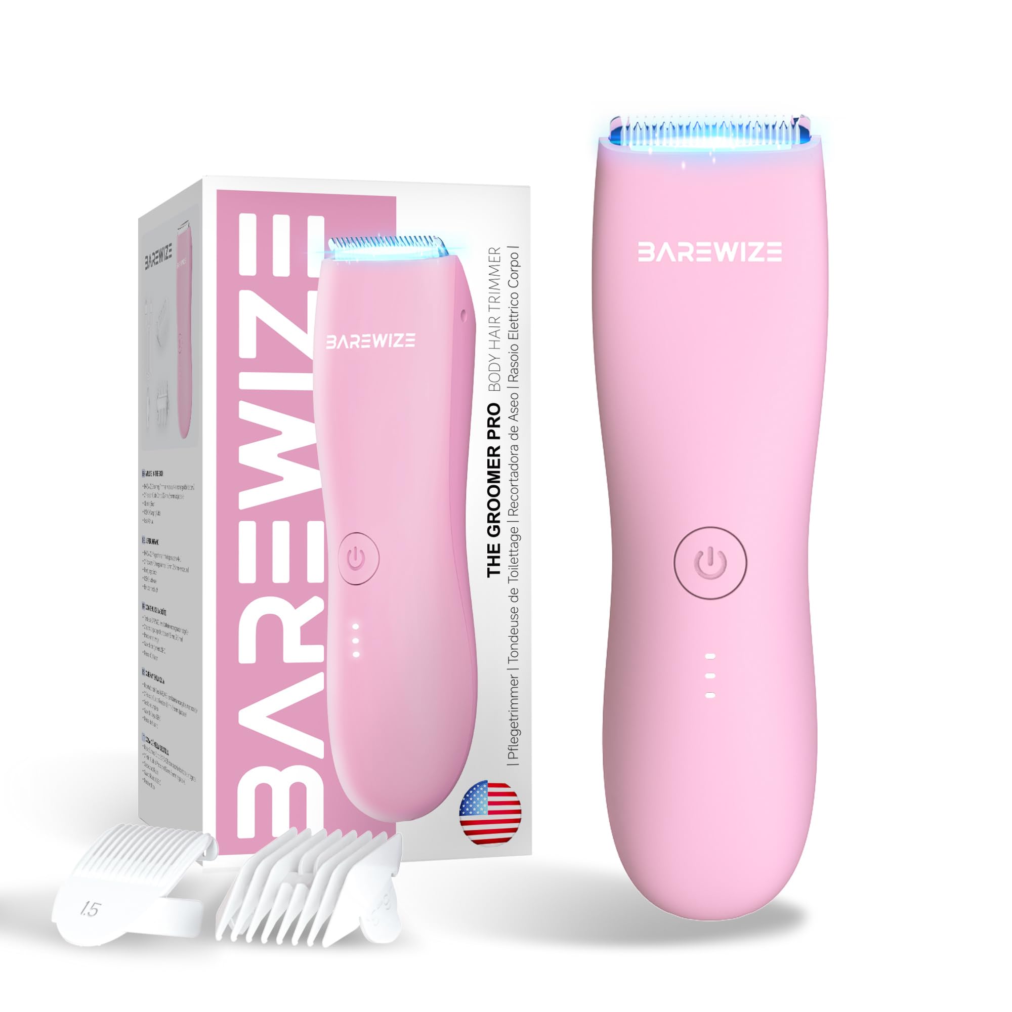 Barewize Bikini Trimmer rose compact design for easy on-the-go grooming.