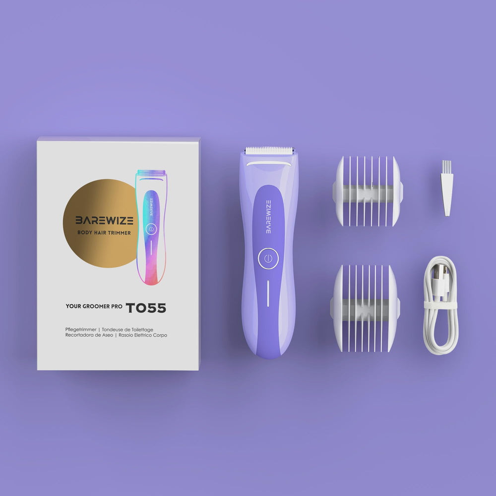 Barewize Bikini Trimmer Violet Haze color enhances grip during styling.