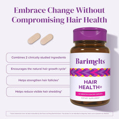 Barimelts Hair Health+ AnaGain Nu illustration highlights plant-based hair nourishment.