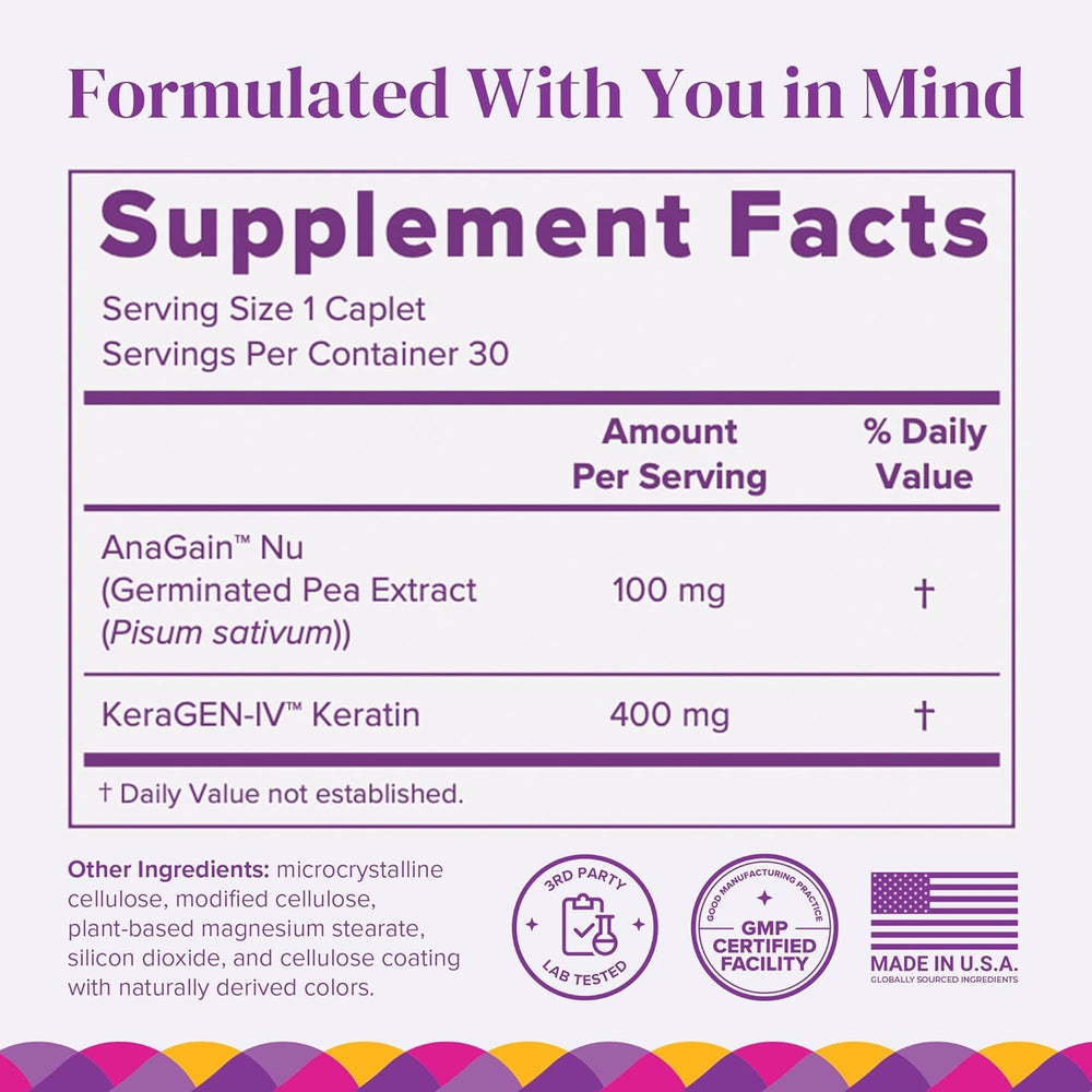 Barimelts Hair Health+ caplets display small, easy-to-swallow capsules for daily use.
