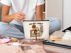 BARPERY Cowgirl makeup bag linen fabric feels soft yet durable for daily use.