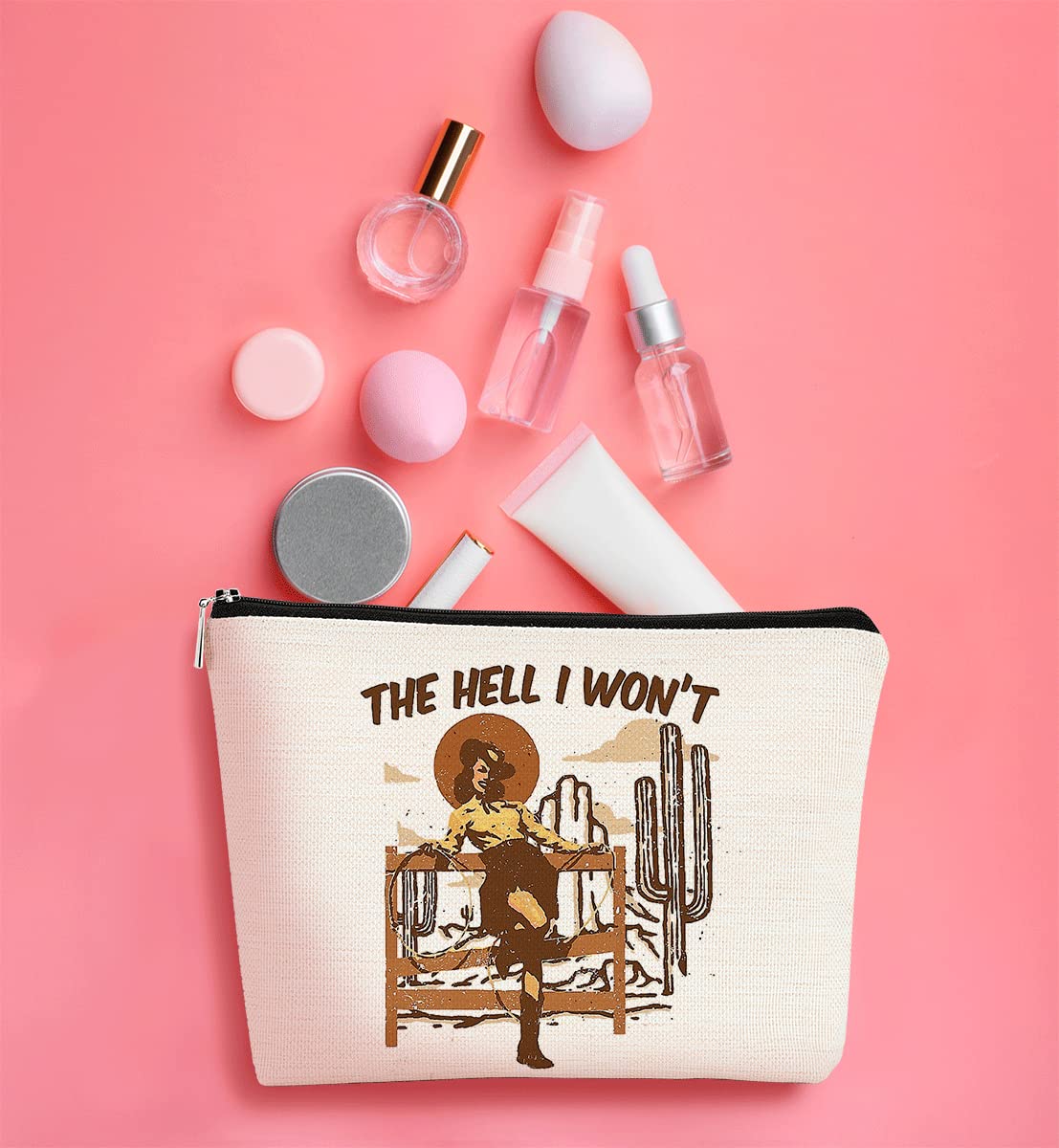 BARPERY Cowgirl makeup bag pattern design adds fun flair to your kit.