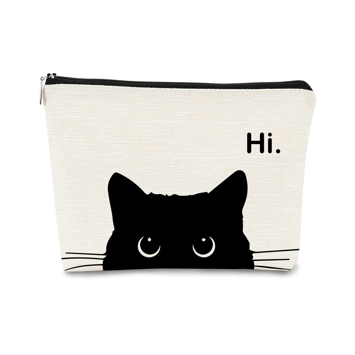 BARPERY cute cat makeup bag top view with roomy interior for daily essentials