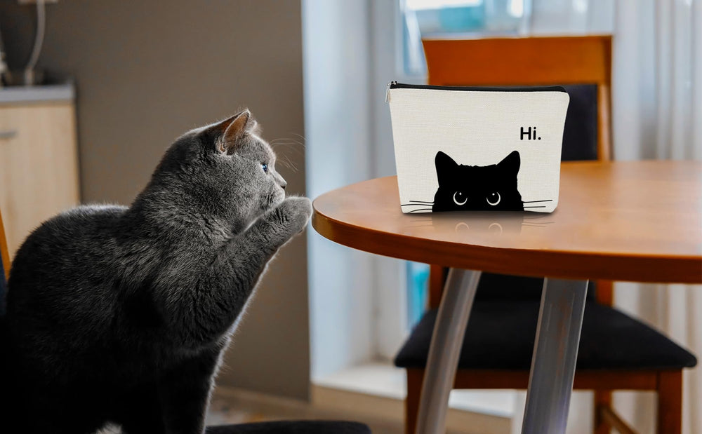 BARPERY kitty cosmetic bag open compartments for brushes and lipstick