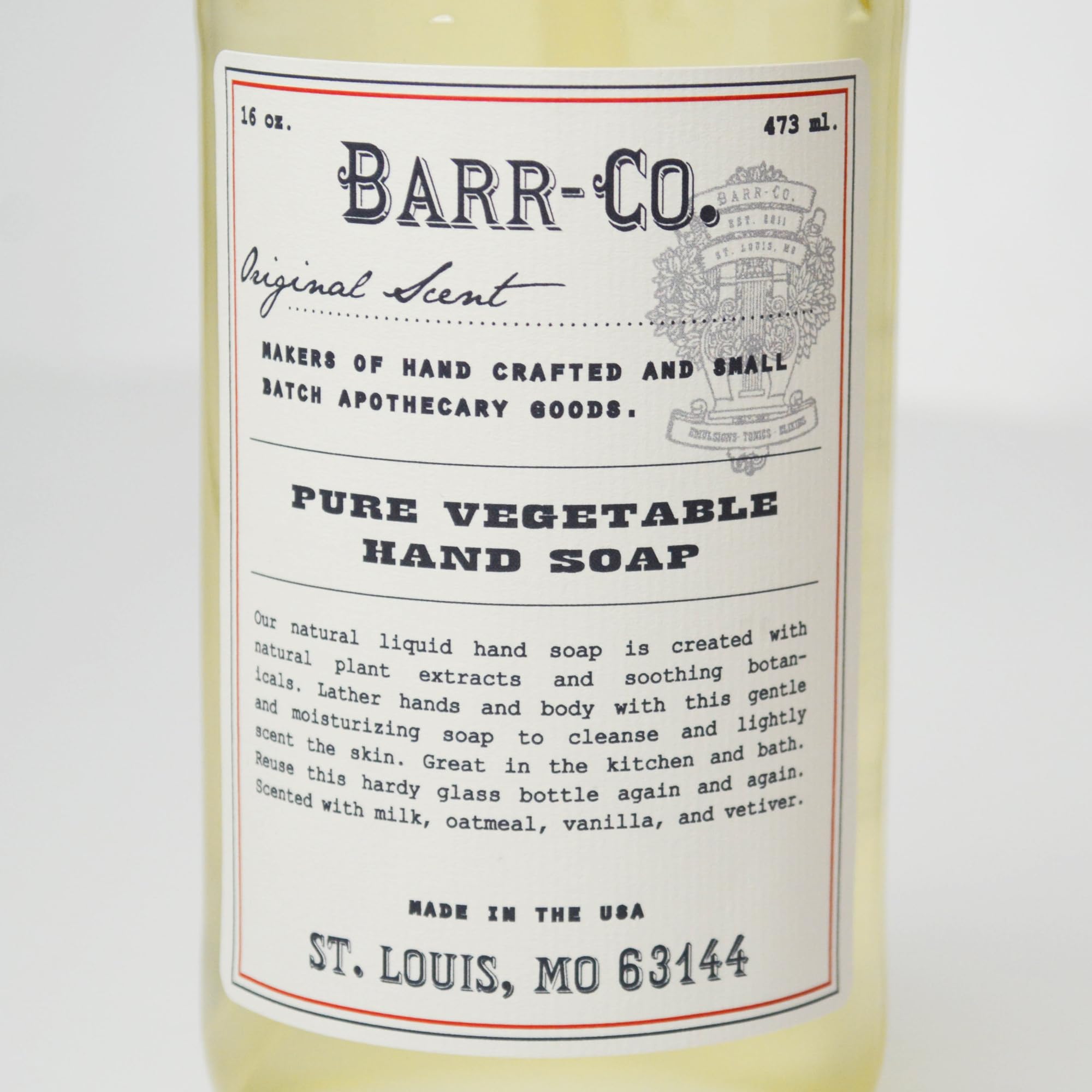 BARR-CO hand soap close-up of the original scent with milky aroma.